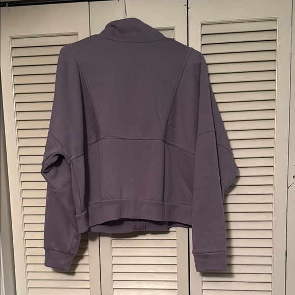 NWT! Purple Bomber-fit Sweatshirt with Stand-up Collar and Relaxed Fit - Picture 4 of 4